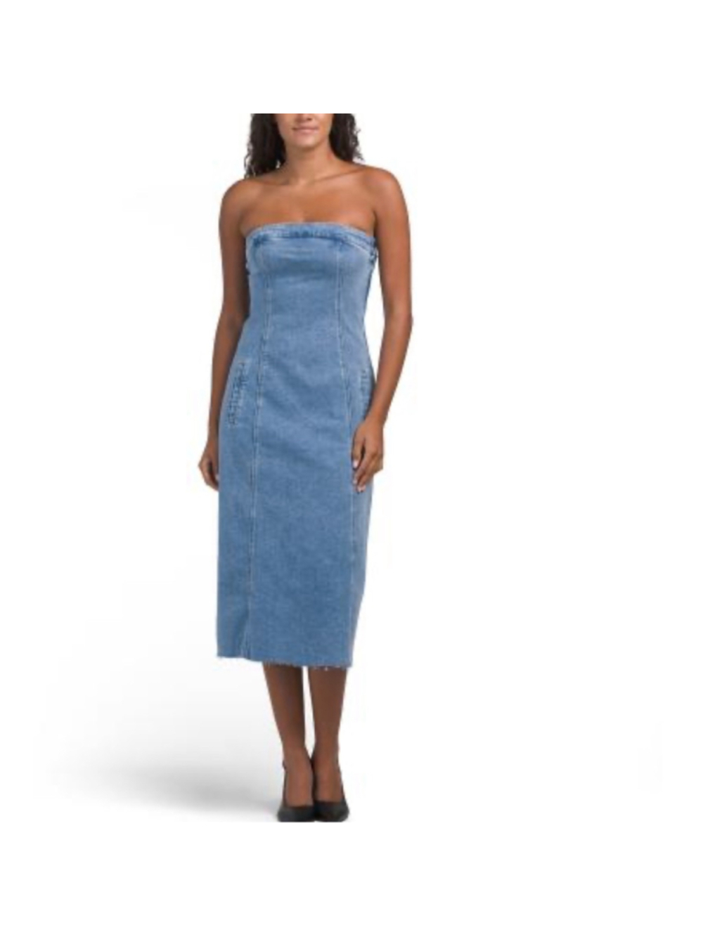 New BLANK NYC Women’s Strapless Denim Midi Dress SZ Small